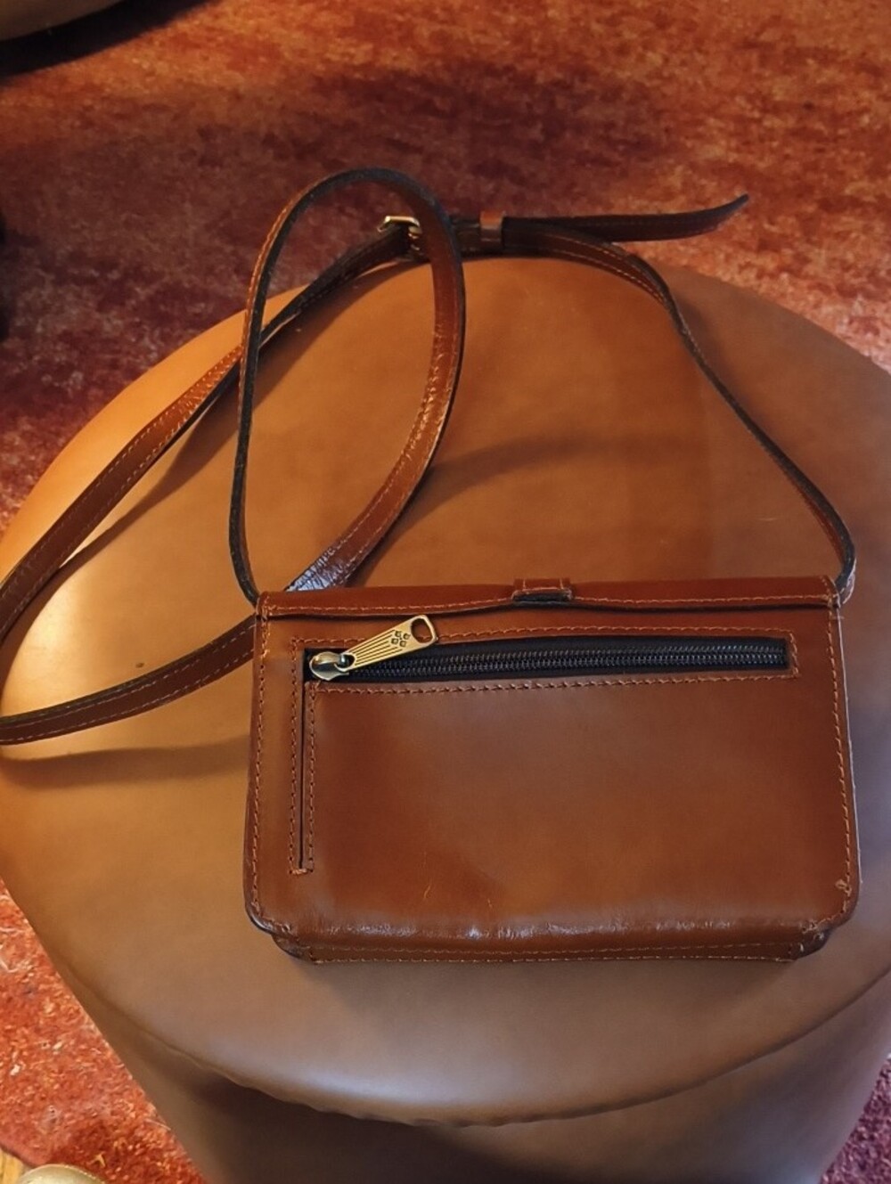 Patricia Nash Classic Brown Leather Crossbody Bag with Buckle - Picture 2 of 4